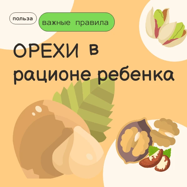🤔Орехи — отличный источник полезных жиров, белка и витаминов. Но вводить их в детский ...