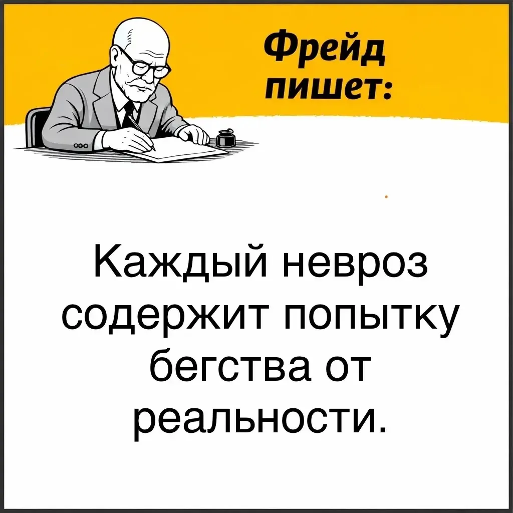 Под бегством от реальности Фрейд не обязательно понимал отказ видеть факты. Речь шла о ...