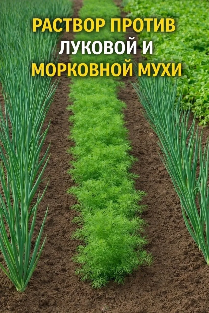 РАСТВОР ПРОТИВ ЛУКОВОЙ И МОРКОВНОЙ МУХИ  Девочки, делюсь простым и рабочим раствором — и защита от в