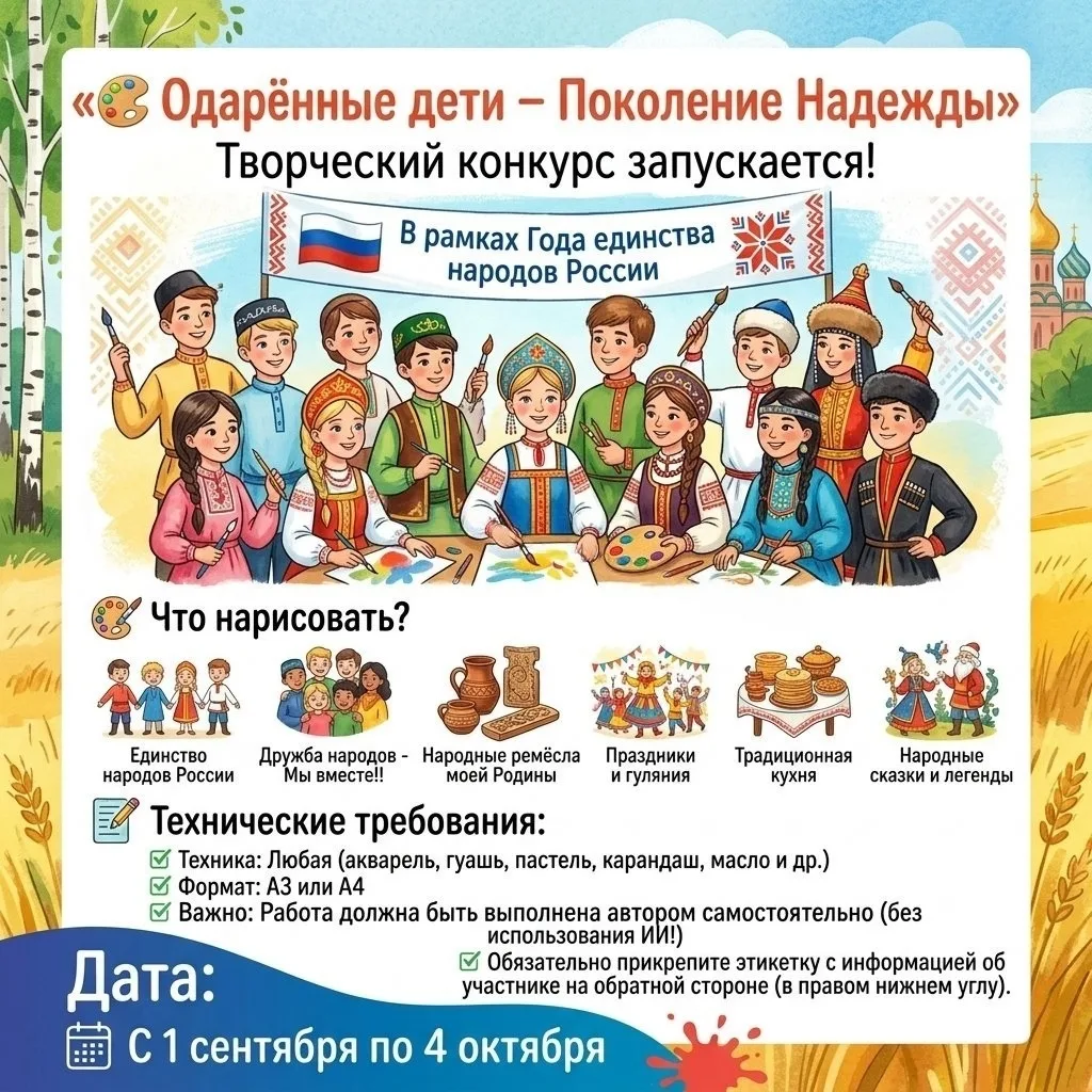 🎨 Внимание, юные таланты Надеждинского района! Стартует творческий конкурс «Одаренные ...