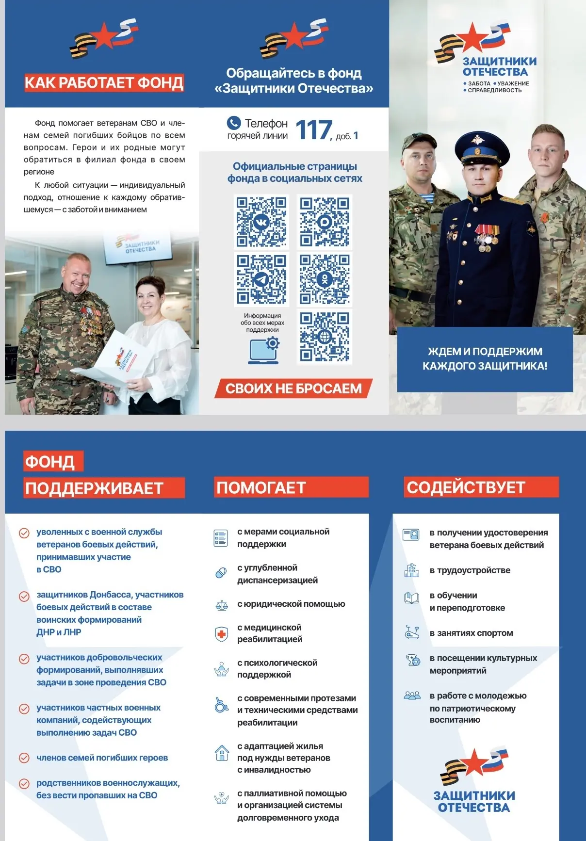 🔷Фонд «Защитники🇷🇺 Отечества» — рядом с теми, кто защищал страну и их семьями.  Помощь ветеранам и б