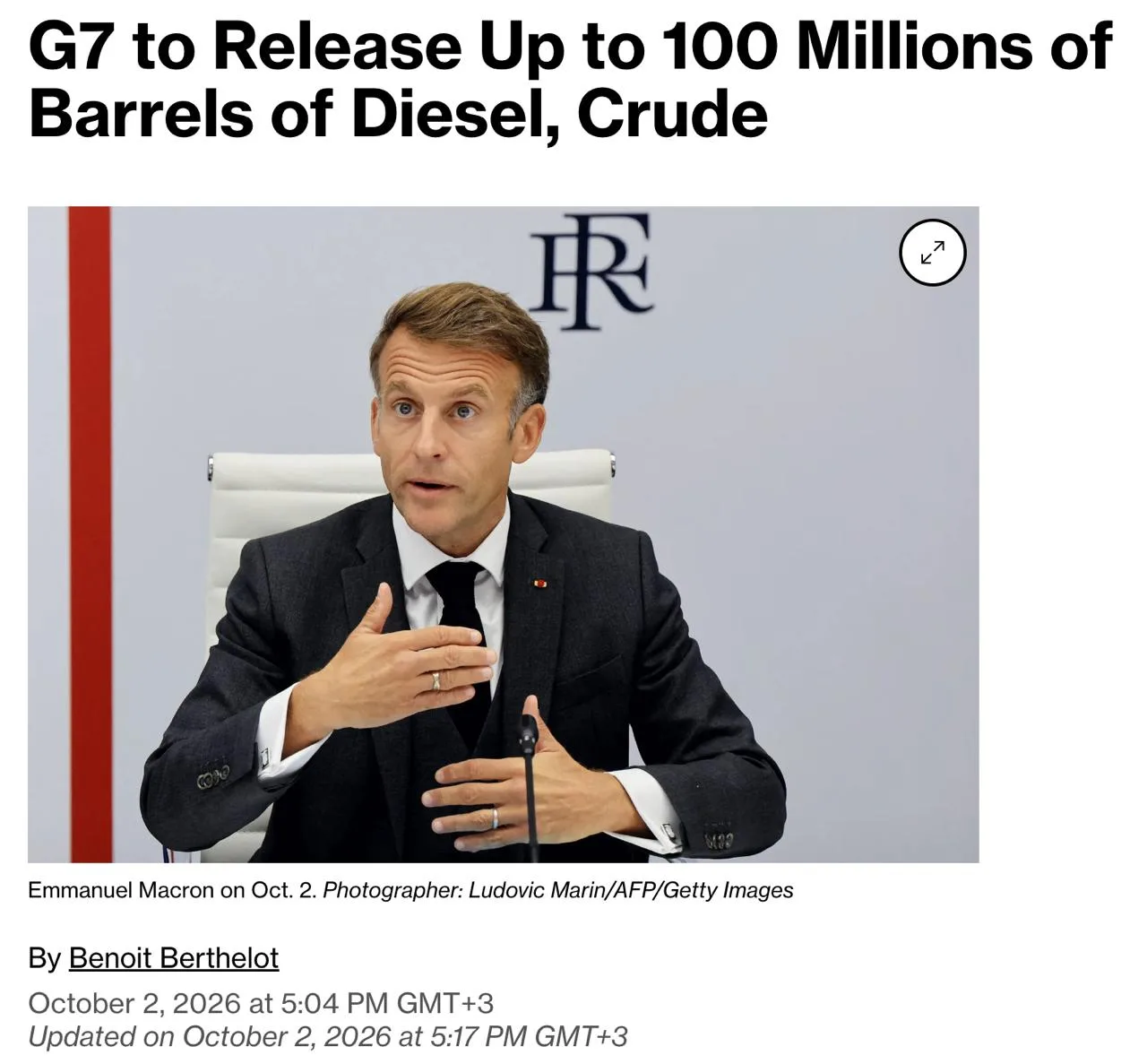 Страны G7 договорились в ближайшие четыре месяца выпустить на рынок до 100 млн баррелей...