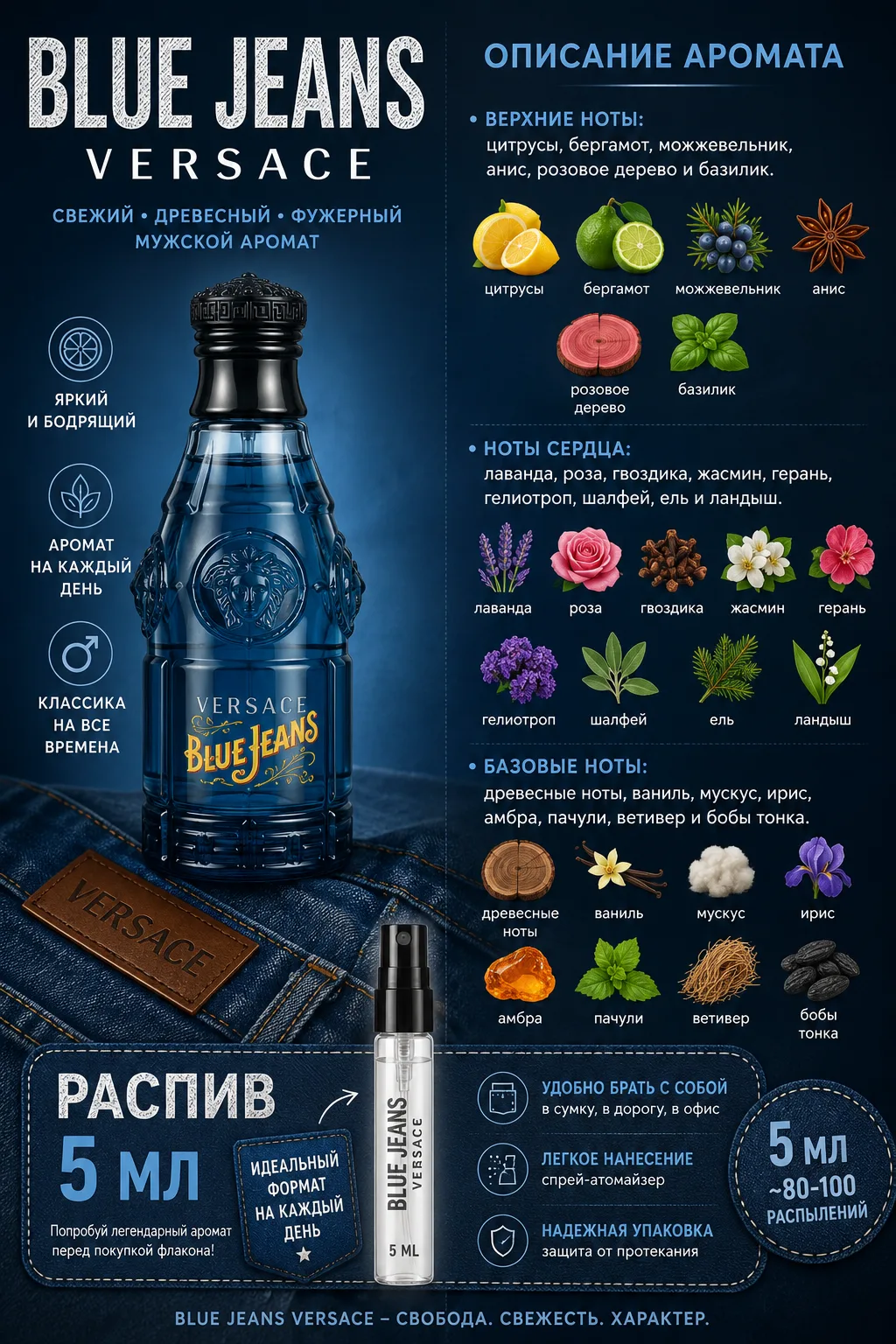Blue Jeans Versace — это аромат для мужчин, он принадлежит к группе фужерные