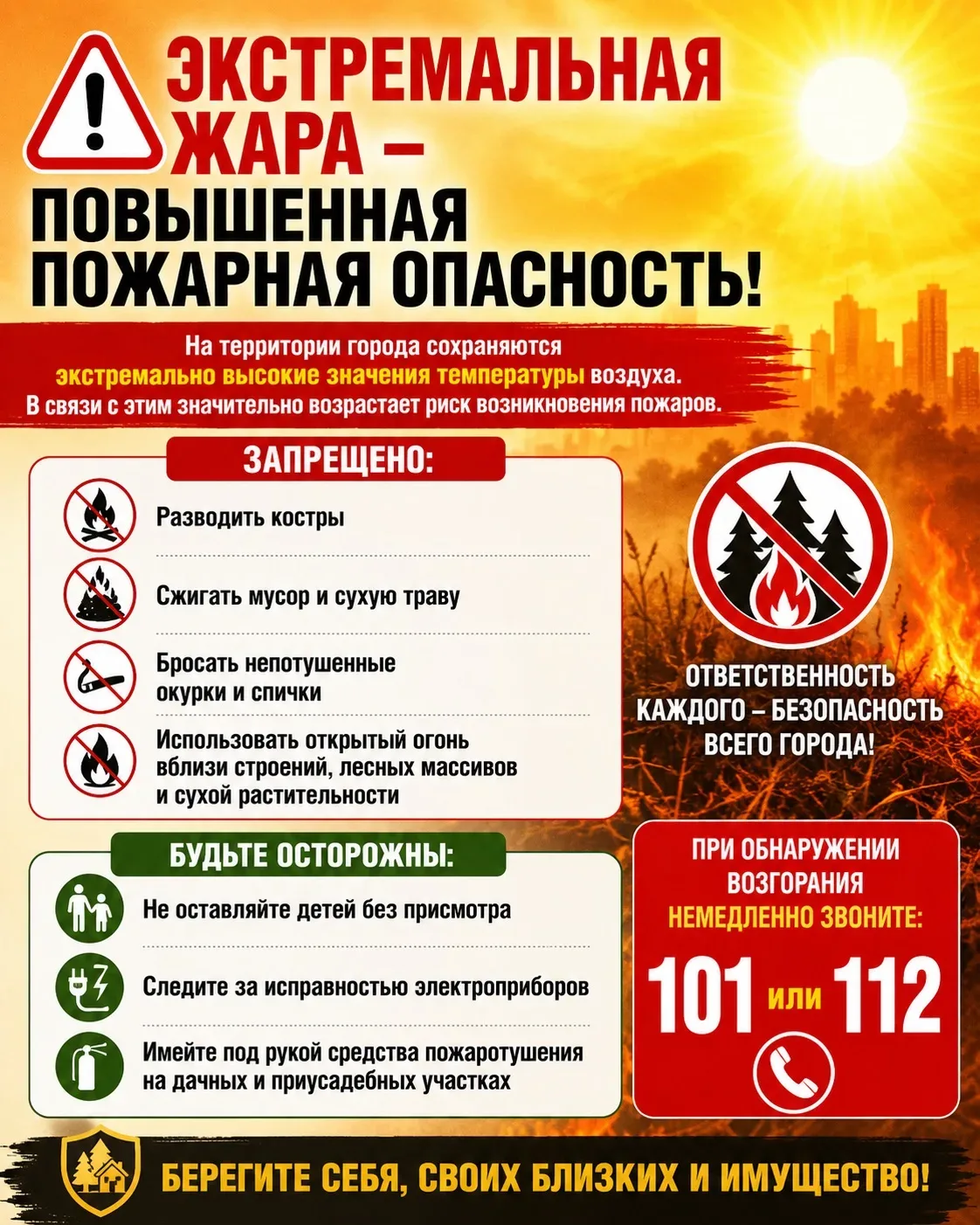 🔥 Экстремальная жара повышает риск возникновения пожаров