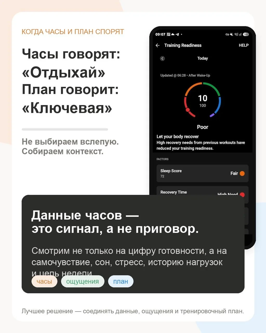 Спортивные часы говорят: «требуется отдых».