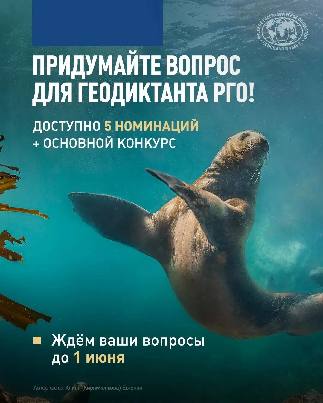 ❗️Поторопитесь: завершается конкурс вопросов Географического диктанта РГО!
