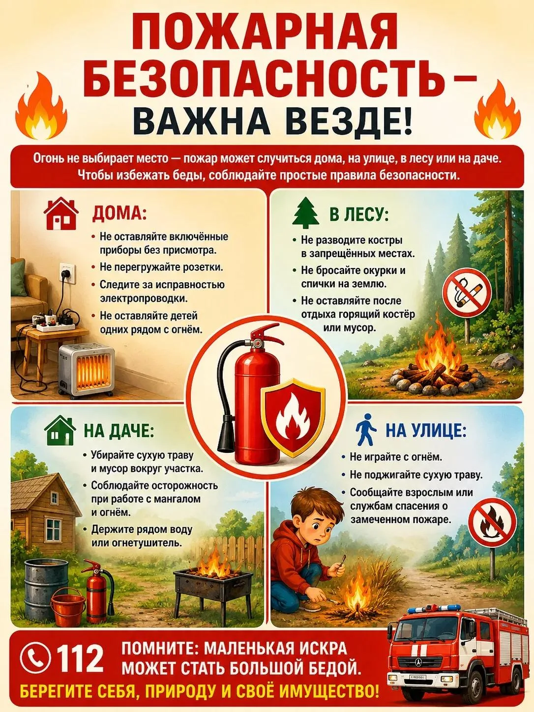 🔥 Пожарная безопасность — важна везде! 🔥
