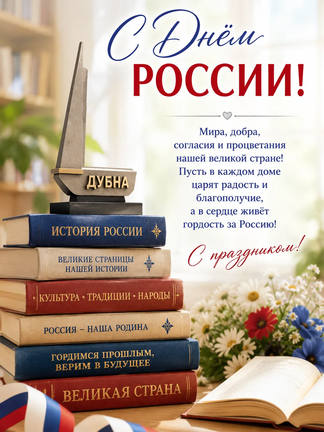🇷🇺✨ Дорогие читатели!
Библиотеки города сердечно поздравляют вас с Днём России!
12 июня — праздник