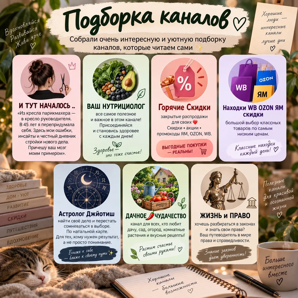 Собрали очень интересную и уютную подборку каналов, которые читаем сами ✨