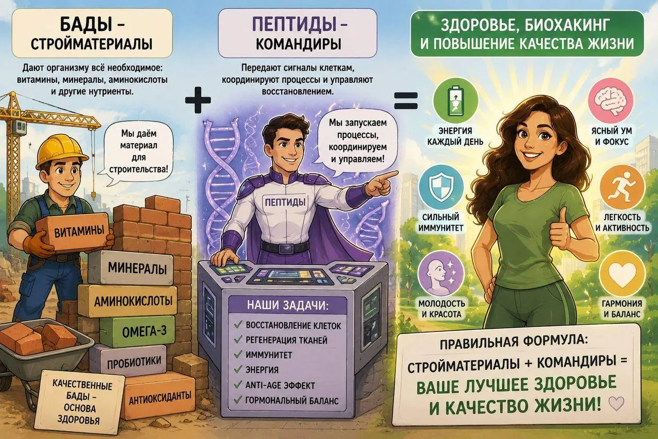 🧱 БАДы-стройматериалы + 🧬 Пептиды-командиры

Эта формула сейчас взрывает рынок здоровья, замедлени