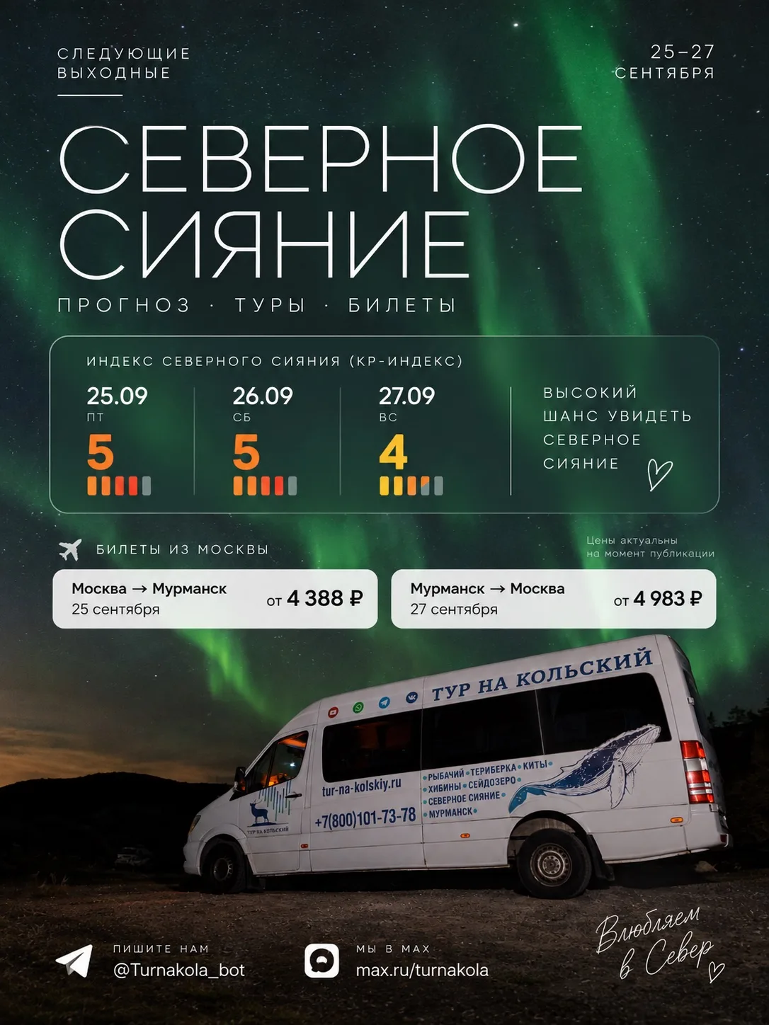 Врываемся к вам с прогнозом северного сияния на следующие выходные 🌌
