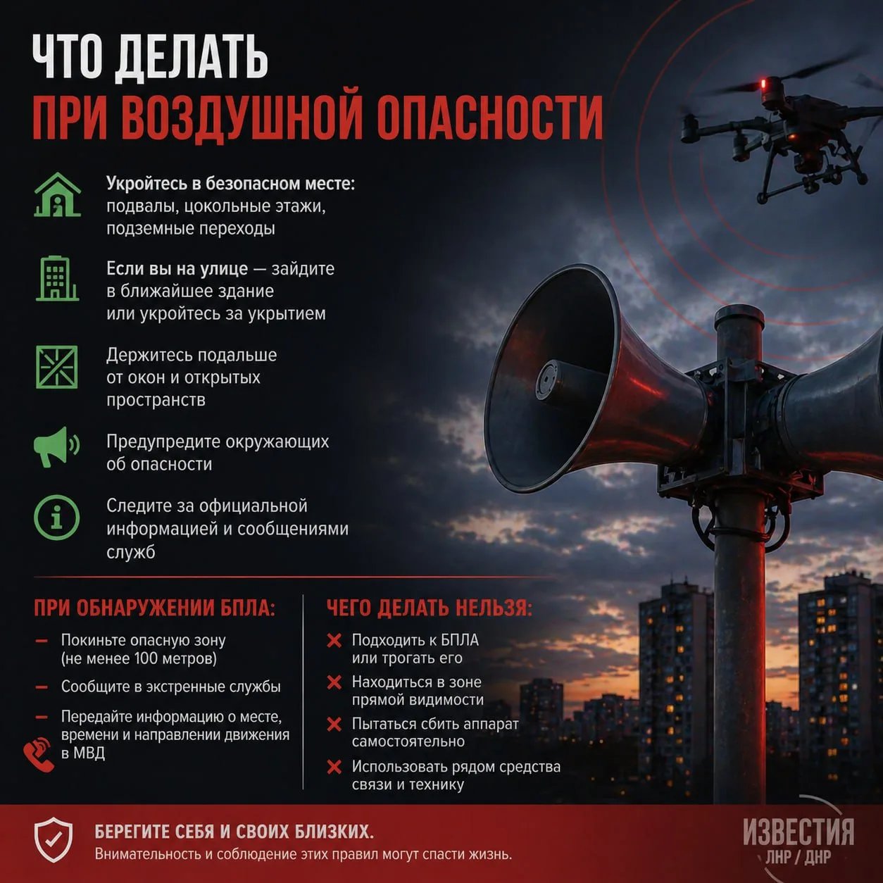⚡️ Напоминаем: что делать при объявлении воздушной опасности