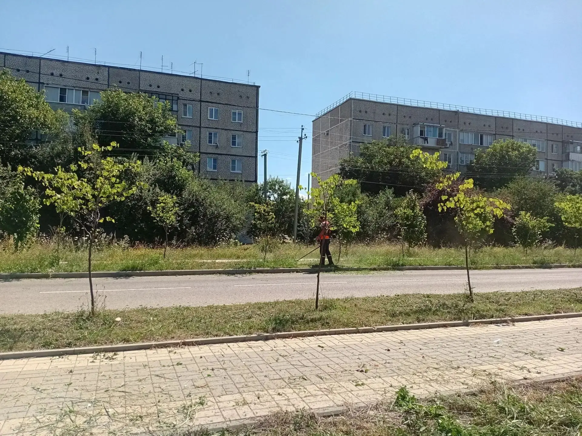 Скашивание сорной растительности по улице Гоголя пгт Мостовского