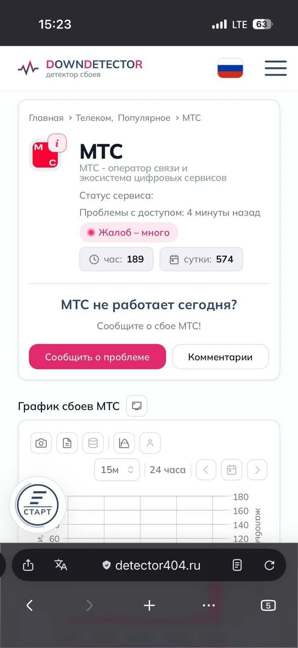 Нет связи и интернета у абонента МТС
