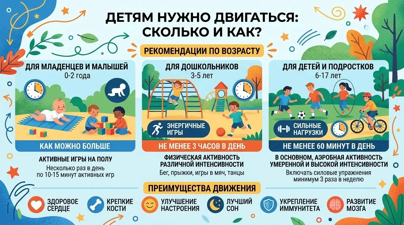 🏃‍♂️ Детям нужно двигаться: сколько и как?