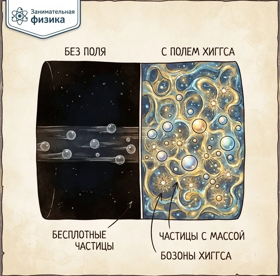 🌌 ЧАСТИЦА БОГА И ПУСТОТА, КОТОРЫЕ НЕ ПУСТЫЕ: КАК МЫ ПОЛУЧИЛИ МАССУ
