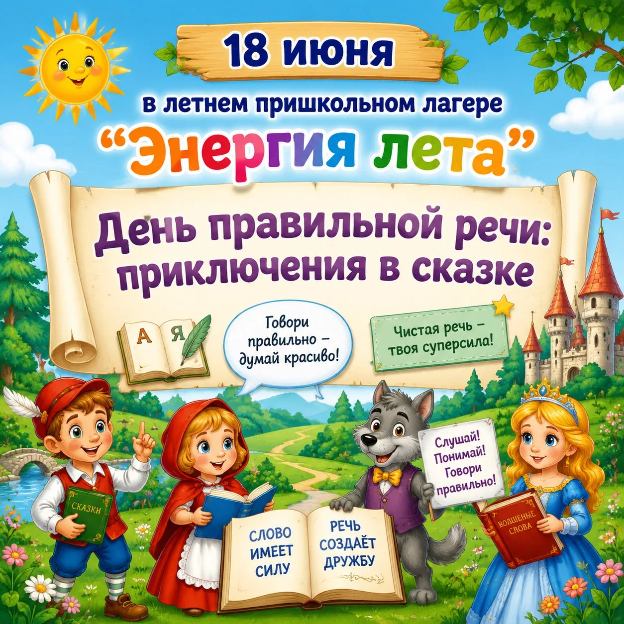 💐18 июня в летнем пришкольном лагере "Энергия лета"🗣️ День правильной речи: приключен...