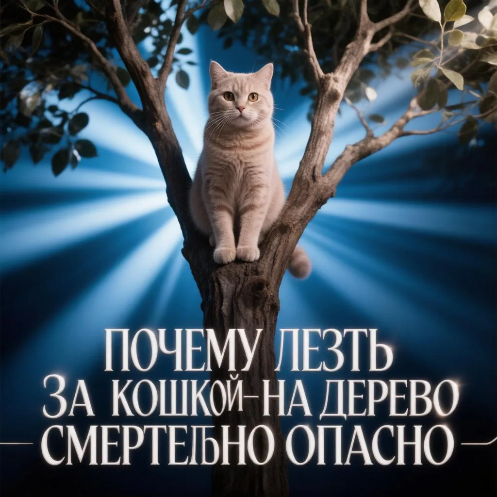🐱Казалось бы, безобидная ситуация: кошка забралась высоко на дерево, сидит на ветке, жалобно мяукае