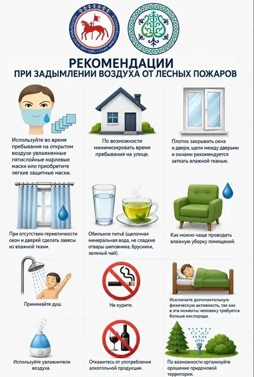 Напоминаем о действиях при задымлении.

1️⃣Минимизируйте время на улице.
Старайтесь не выходить из д