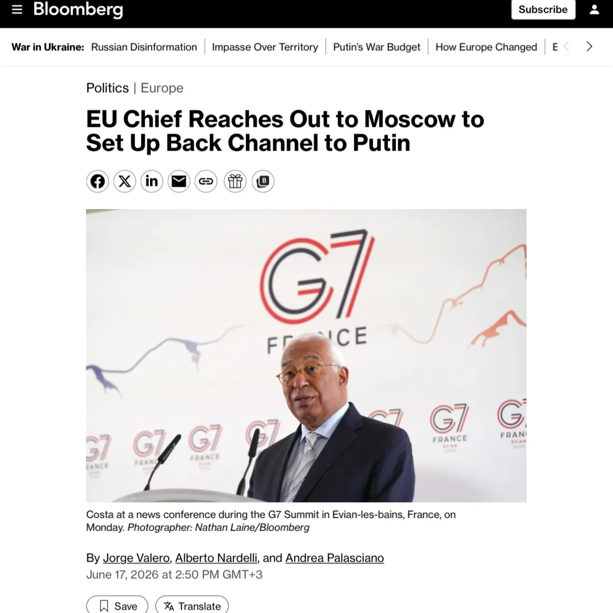 Глава Евросовета ищет канал связи с Путиным по поводу Украины — Bloomberg.