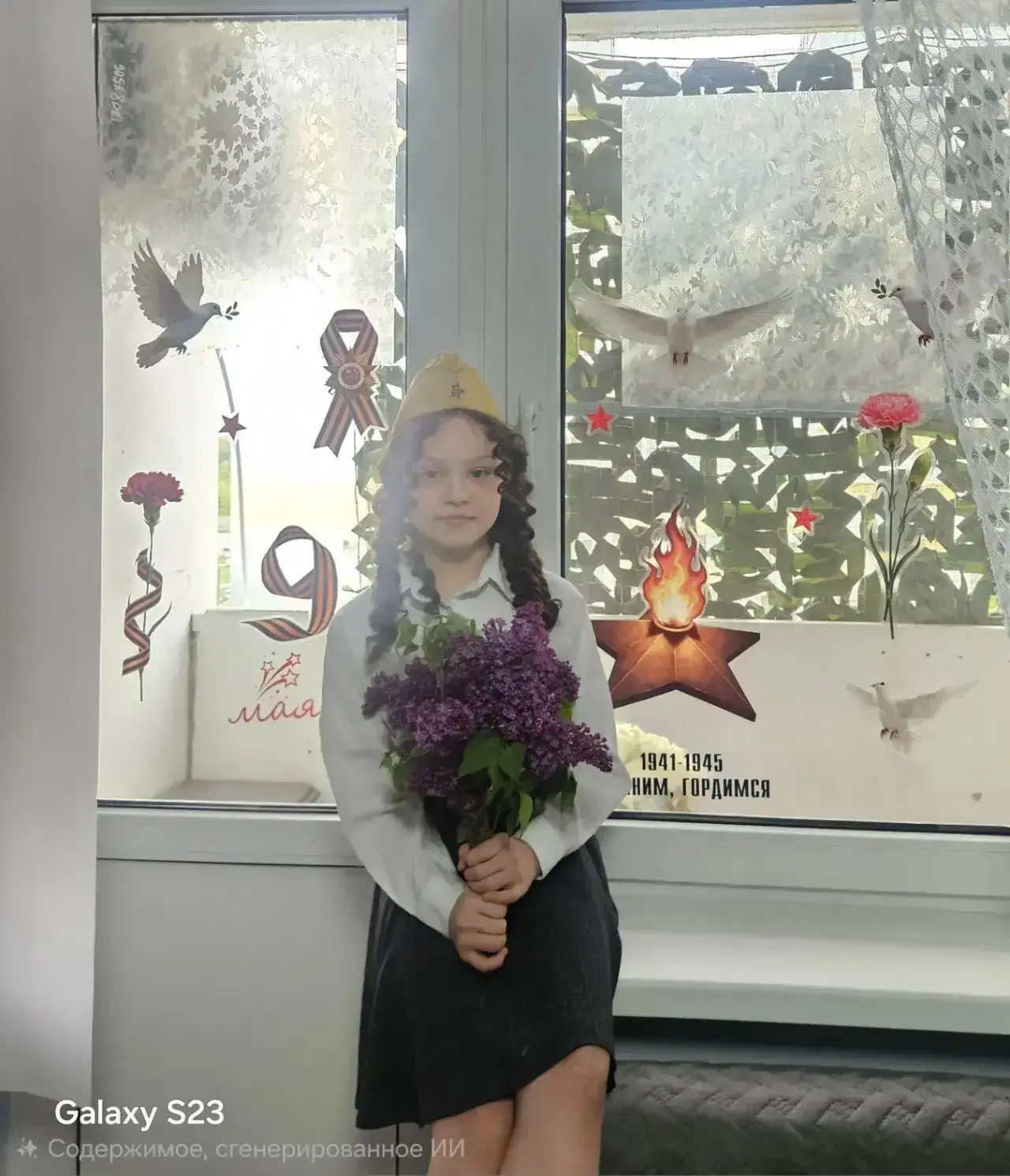 Юные Орлята 2 «В» класса продолжают участие в акции «Окна России»  1. Куценко Назар  2. Татаринцева 