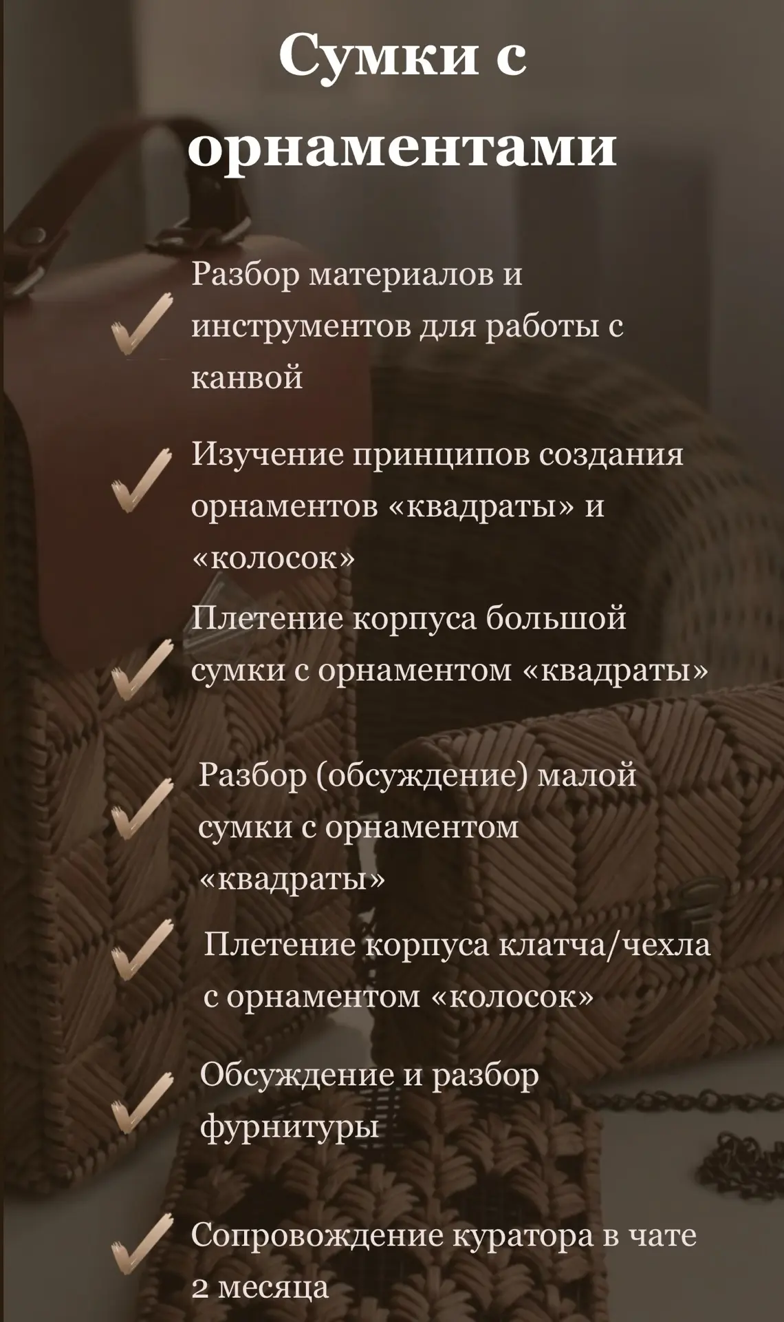Привет!  В ближайший понедельник стартует интенсив по плетеным сумкам. Вас ждет два вида изделий: - 