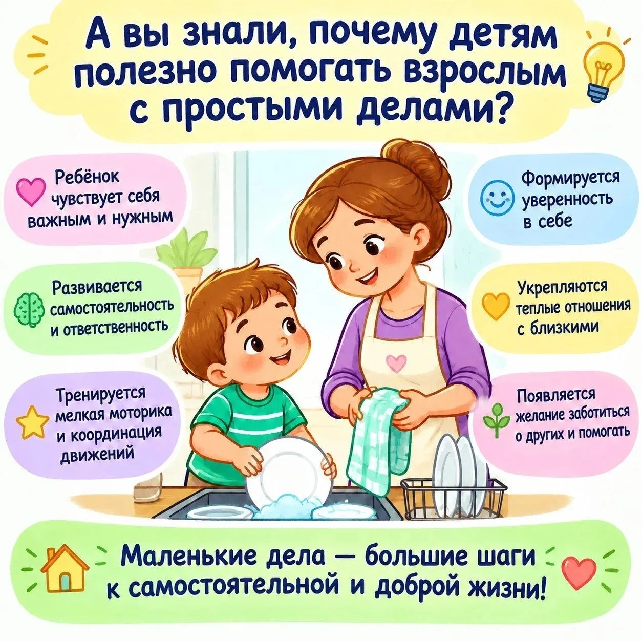 🤝 Помощь взрослым с простыми делами — это не только про порядок дома. Когда ребенок уч...