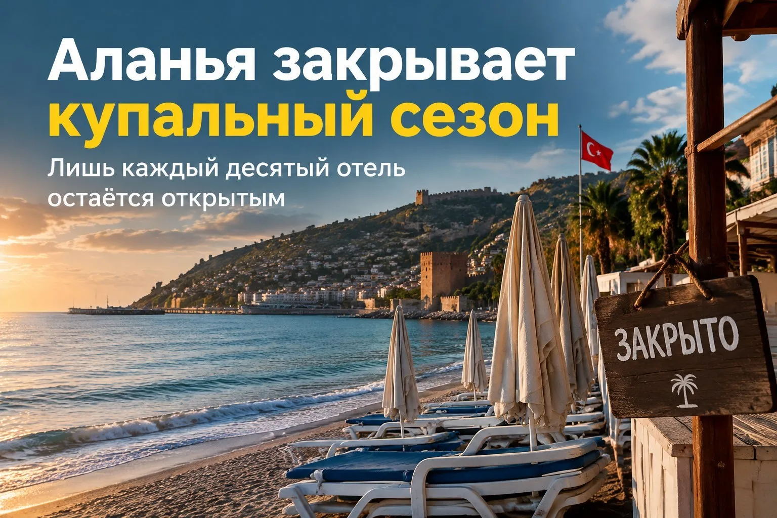 🏖️ Алания закрывает купальный сезон: лишь каждый десятый отель остаётся открытым.