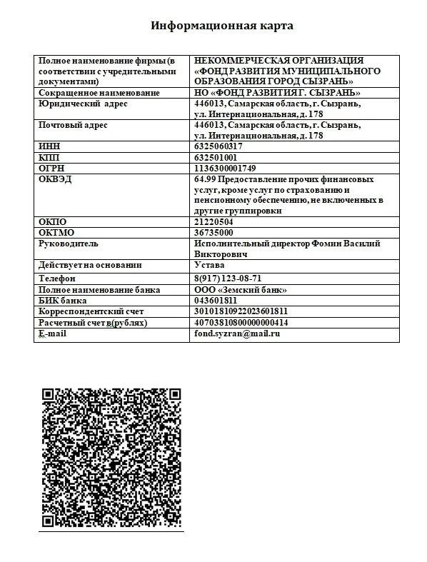 Уважаемые жители Сызрани!

В НО "Фонд развития г. Сызрань" открыт официальный сбор средств для сызра