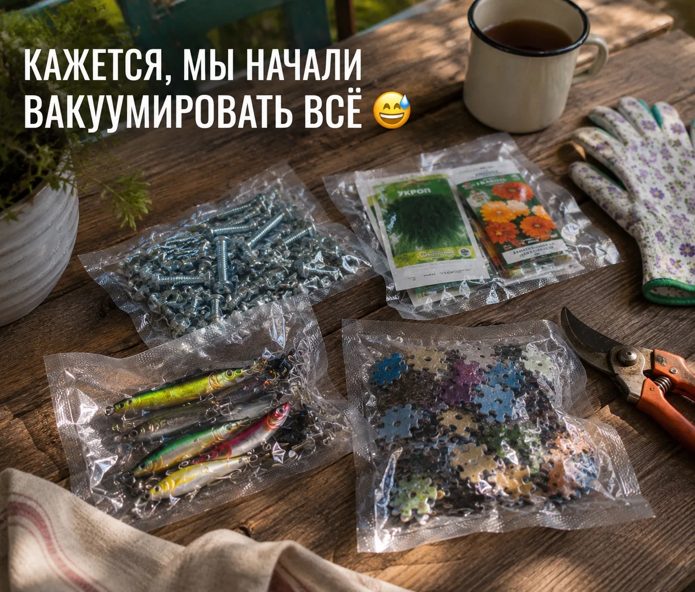 🏡 Через месяц жизни на даче происходит странная вещь.

Вакууматор всё реже используют для продуктов