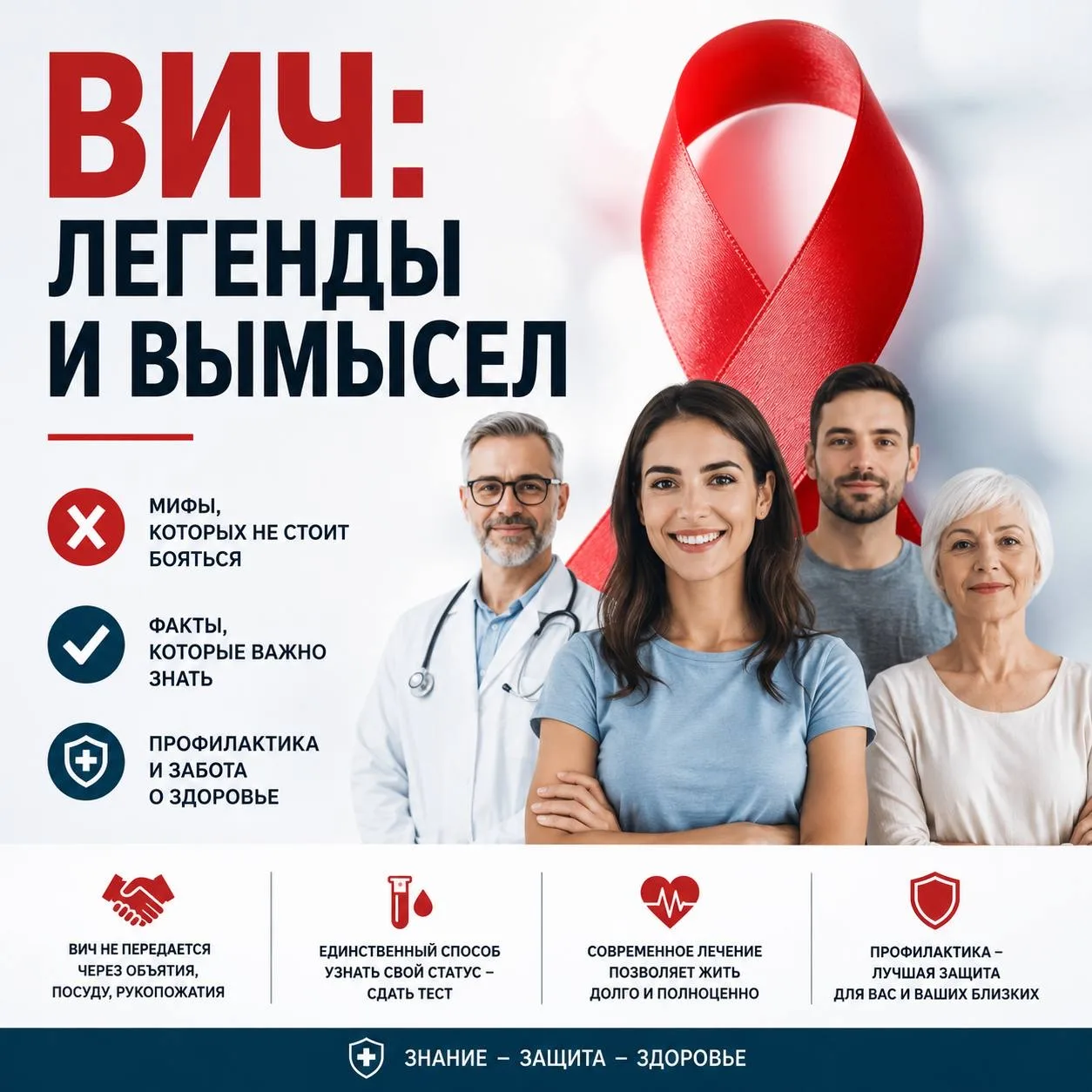 🩸 ВИЧ передается через поцелуй или общую посуду? Разбираем самые распространенные мифы