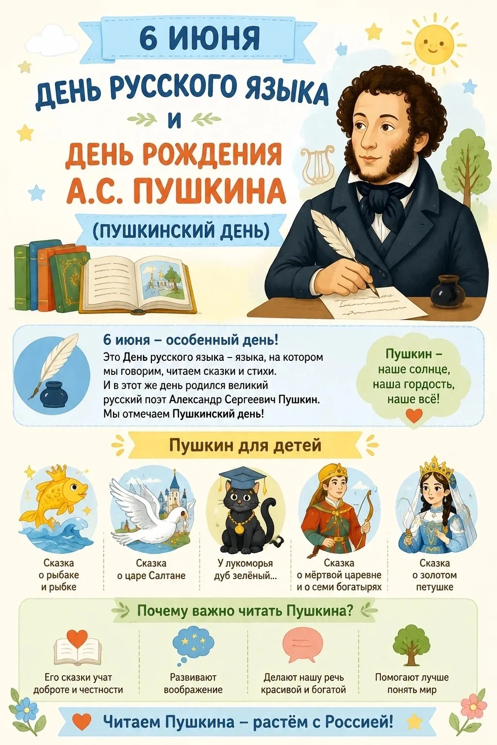 6 июня — день, когда воздух пахнет русской речью ☀️

Сегодня особенный день: День русского языка и д