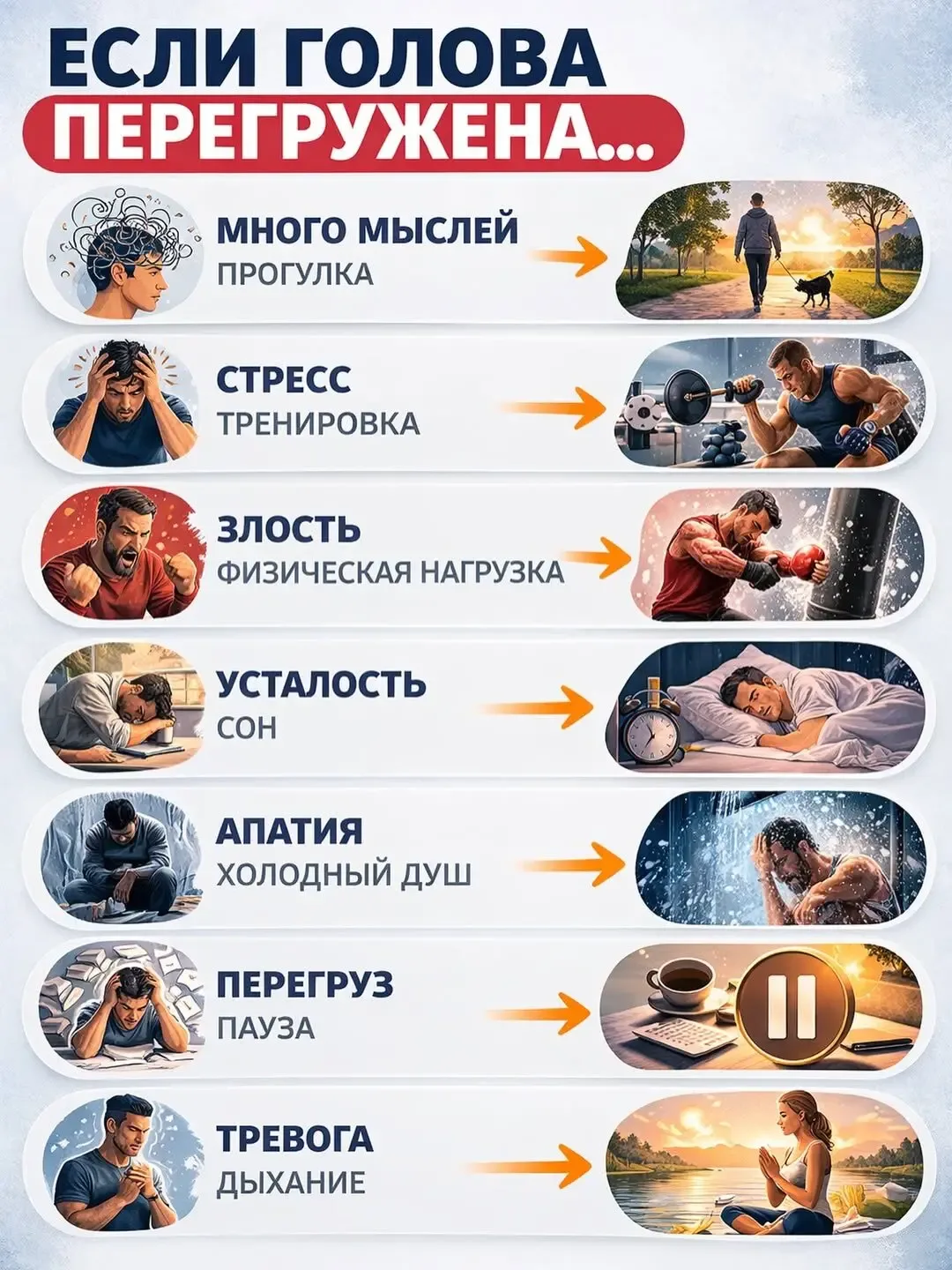 🥰 Если голова перегружена — не усложняй. Иногда решение проще, чем кажется.
Много мыслей → выйди на