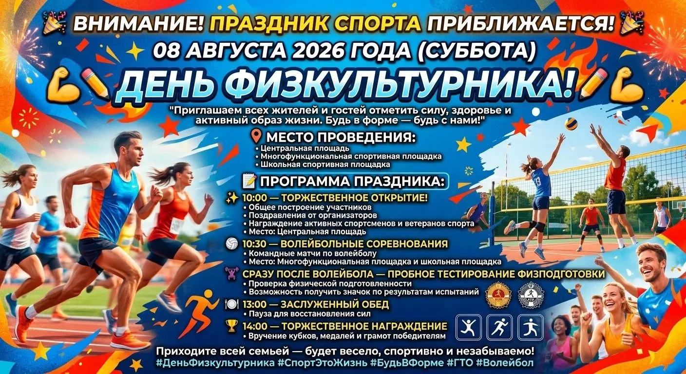 🚀 Вы готовы к главному спортивному событию этого лета?

8 августа (суббота) приглашаем всех жителей