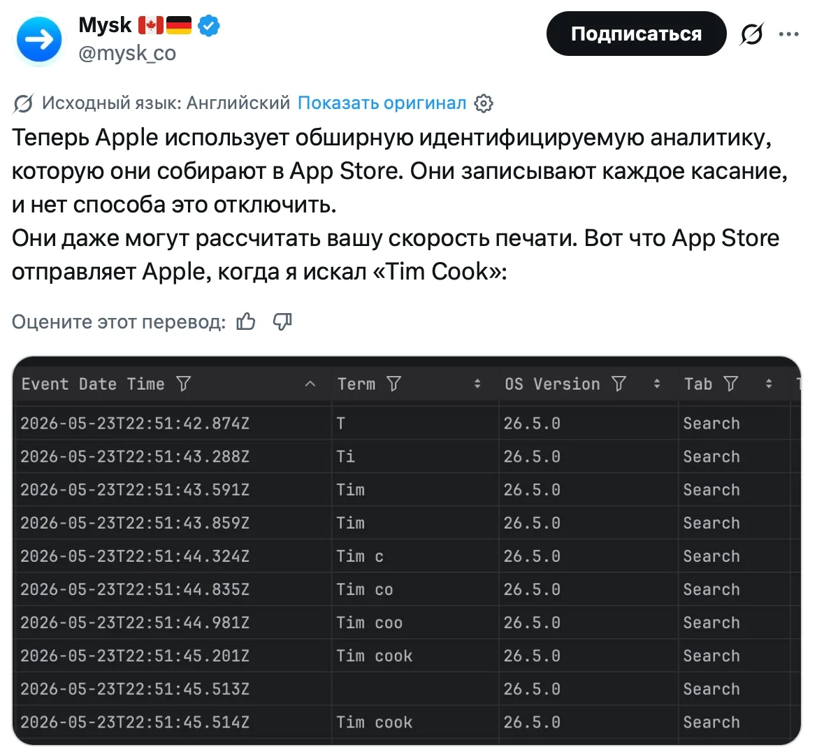 Apple жестко следит за пользователями через App Store

Специалисты из Mysk заявили, что корпорация з