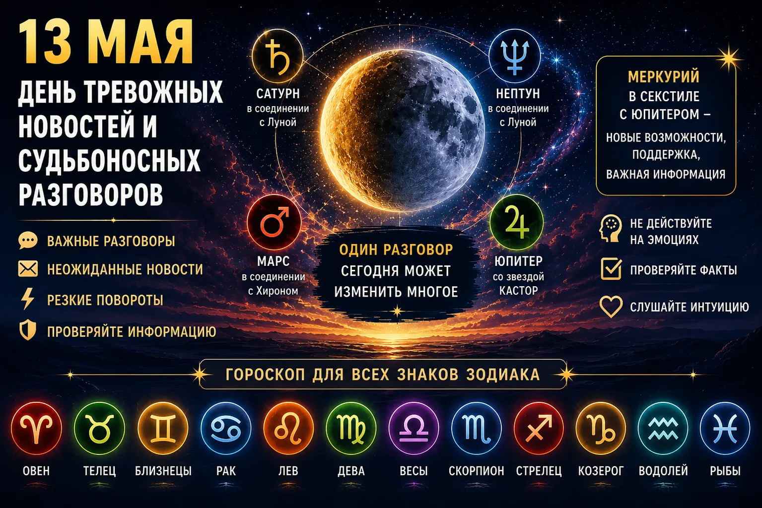 ⚠️ 13 МАЯ - ДЕНЬ ТРЕВОЖНЫХ НОВОСТЕЙ И ВАЖНЫХ РАЗГОВОРОВ