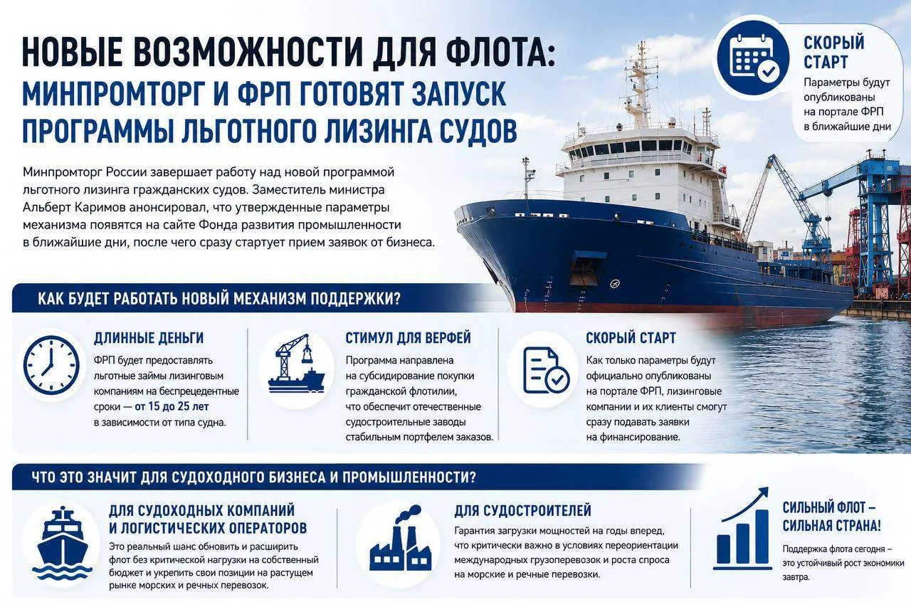 🚢 Новые возможности для флота: Минпромторг и ФРП готовят запуск программы льготного ли...