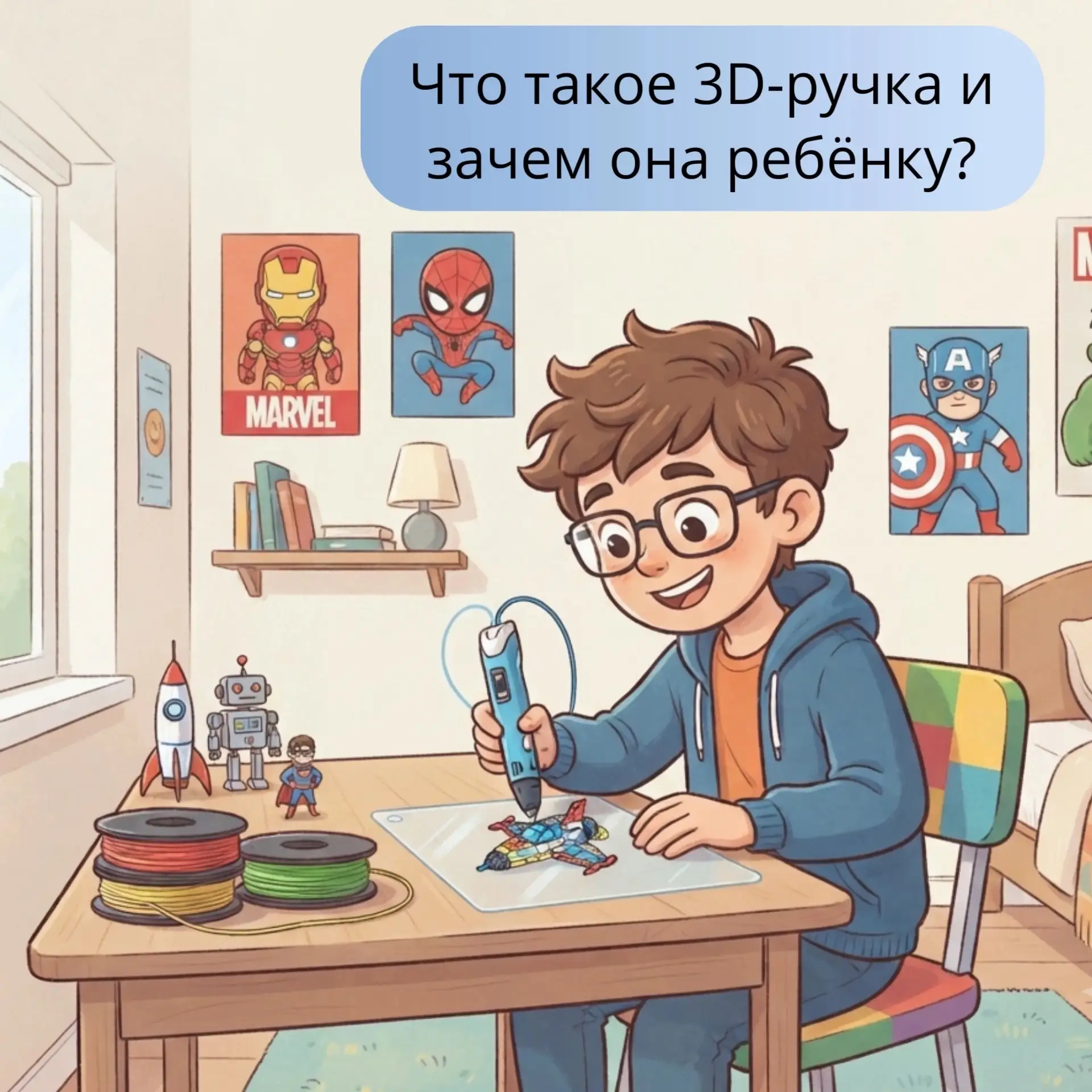 3D ручка отлично развивает пространственное мышление, моторику и усидчивость ребёнка🙌