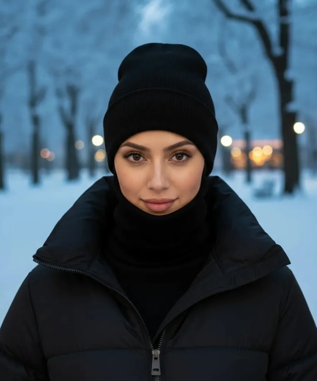 Новая зимняя шапка бини с отворотом