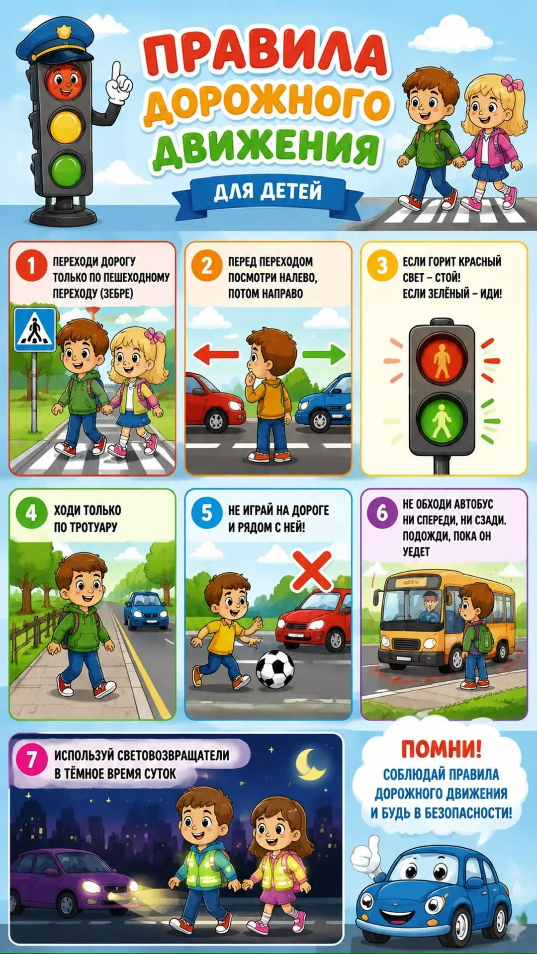 🚦 Безопасность на дороге: важные правила для каждого школьника! 🚦
