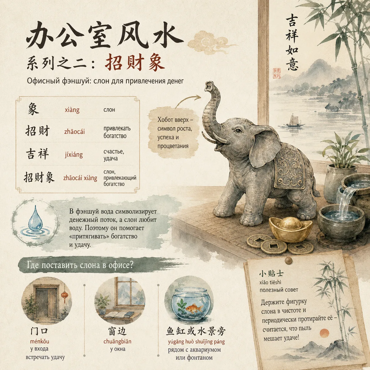🐘 Офисный фэншуй: почему китайцы ставят слона для привлечения денег?
