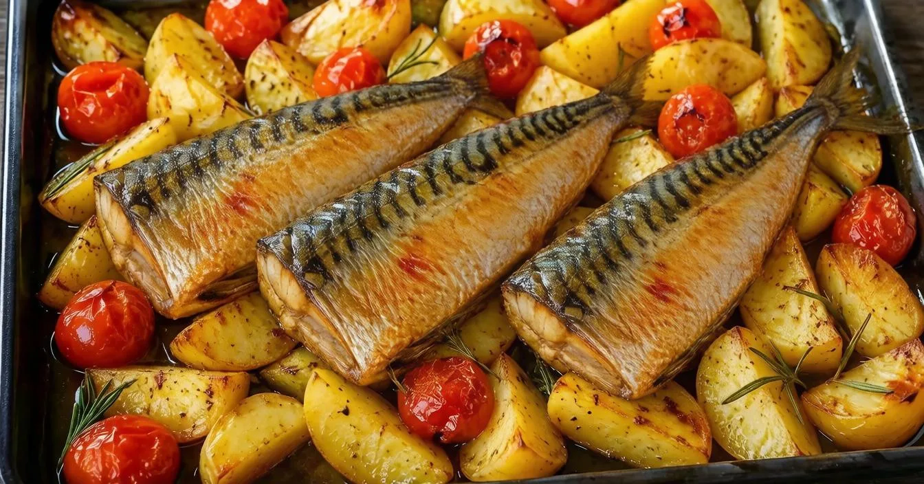 Запечённая скумбрия с лимоном и травами 35 минут!
