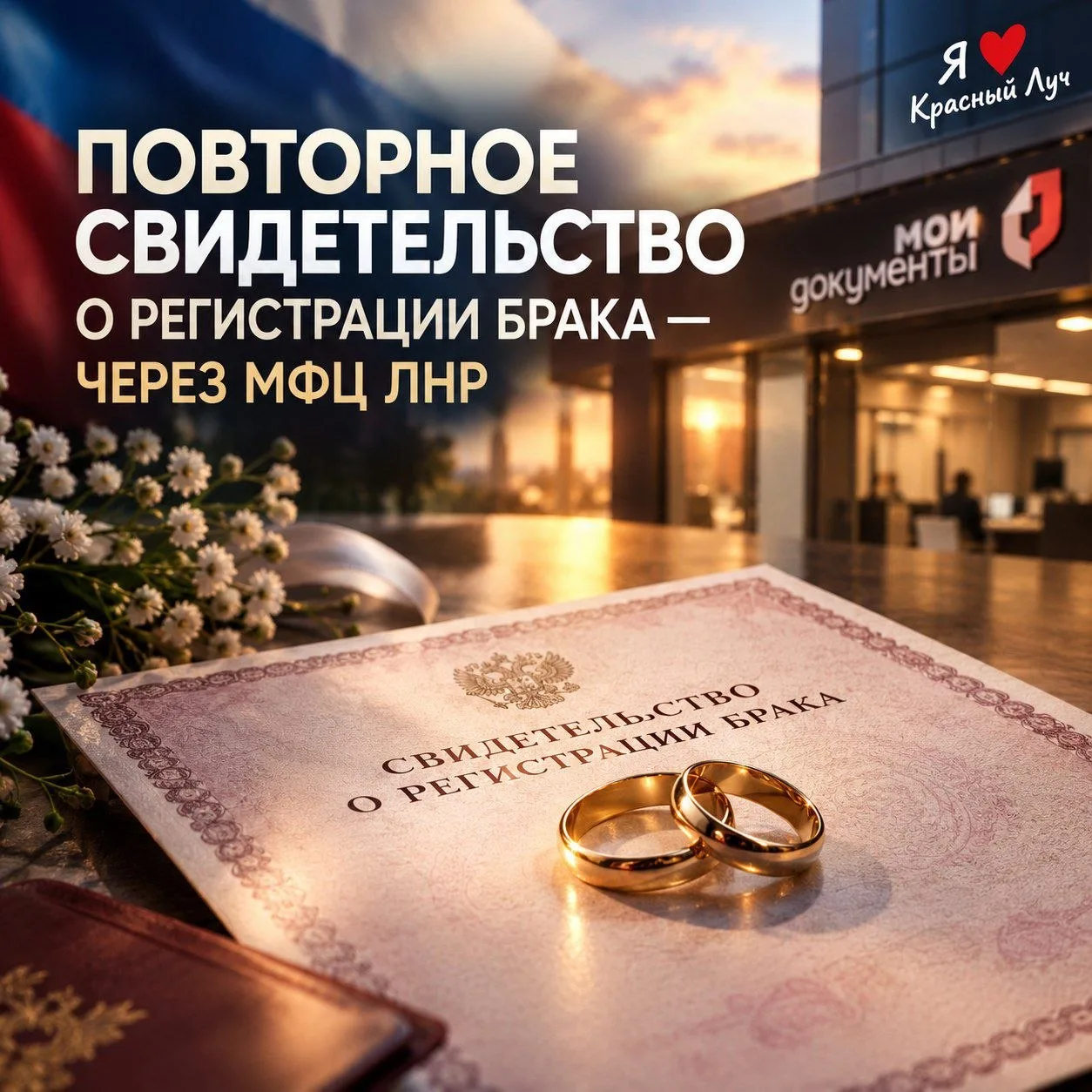 💍 Повторное свидетельство о регистрации брака — через МФЦ ЛНР