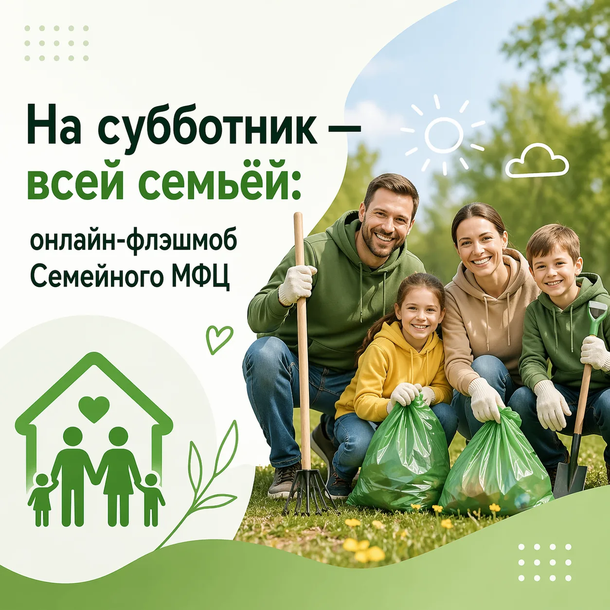 На субботник — всей семьей: Семейный МФЦ запускает онлайн-флешмоб 🌳  25 апреля семьи Тульской област