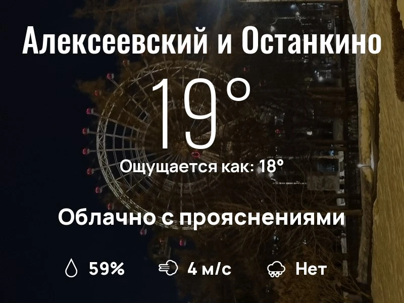 Что с погодой в районе ВДНХ?