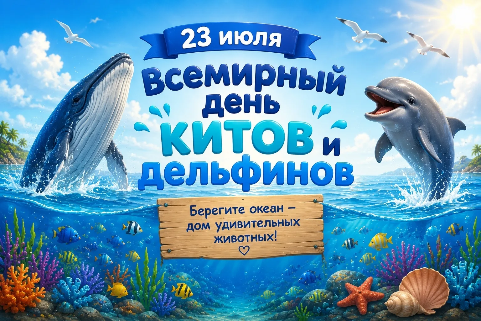 23 июля - Всемирный день китов и дельфинов 🐳🐬🐋 

В этот международный экологический праздник, в г