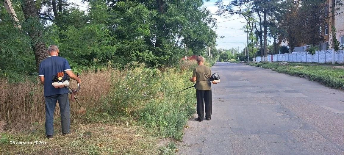 Сегодня Управой Пролетарского внутригородского района ведутся работы по покосу травы вдоль дороги по