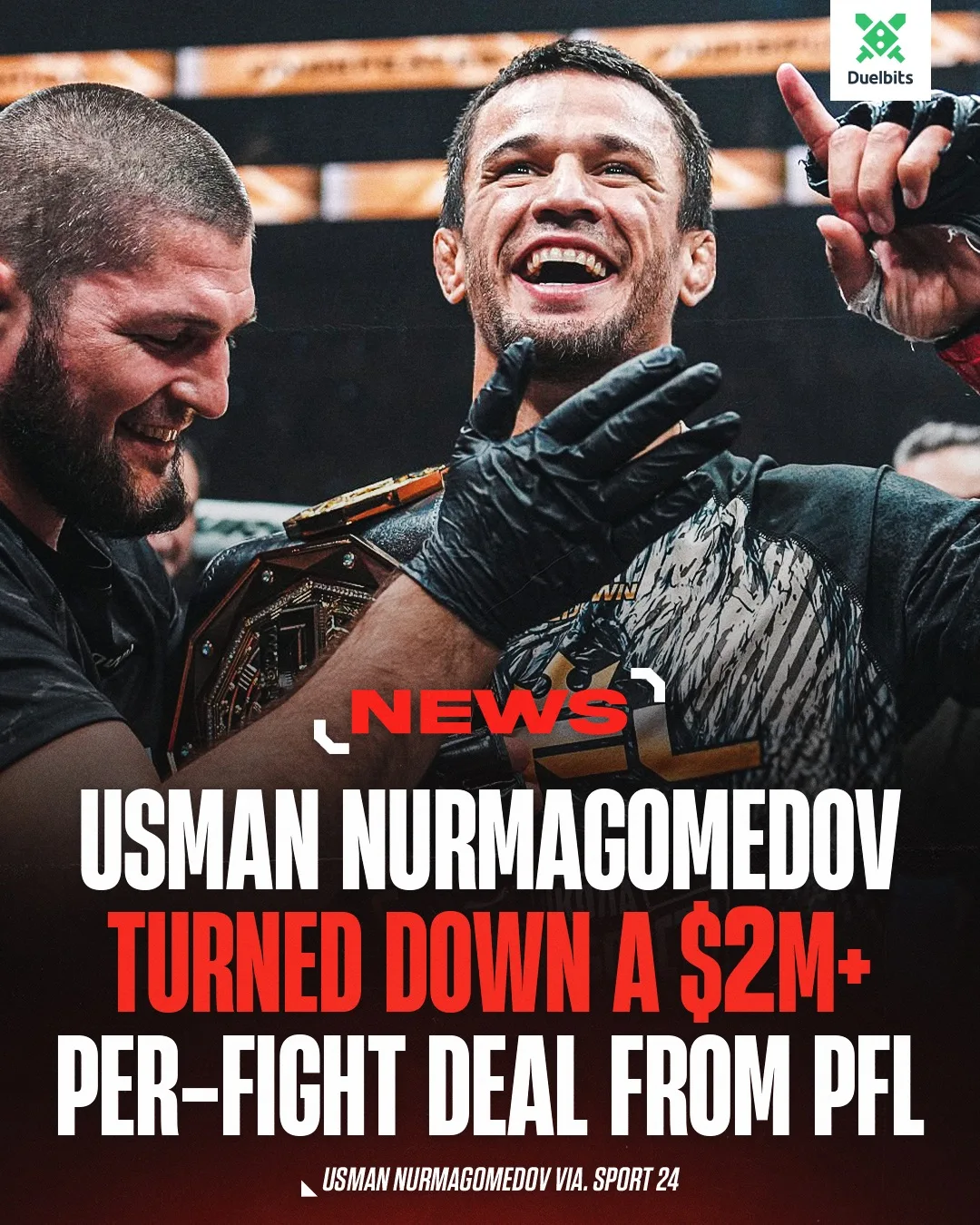 💬 Усман Нурмагомедов о переговорах с PFL: «От 2 млн я отказался. Когда мы делали запро...