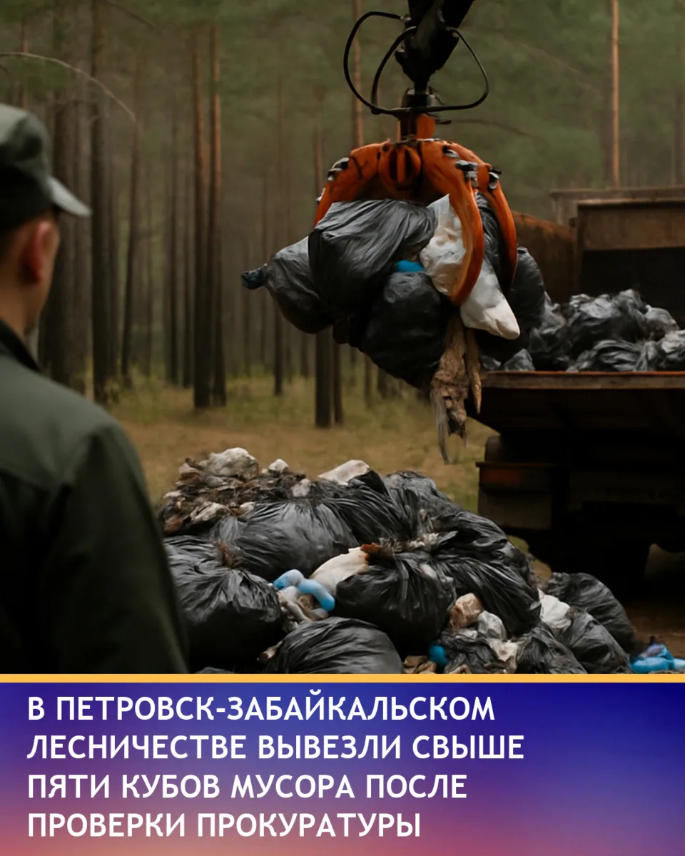 Прокуратура добилась вывоза более пяти кубометров мусора из леса в Петровск-Забайкальск...