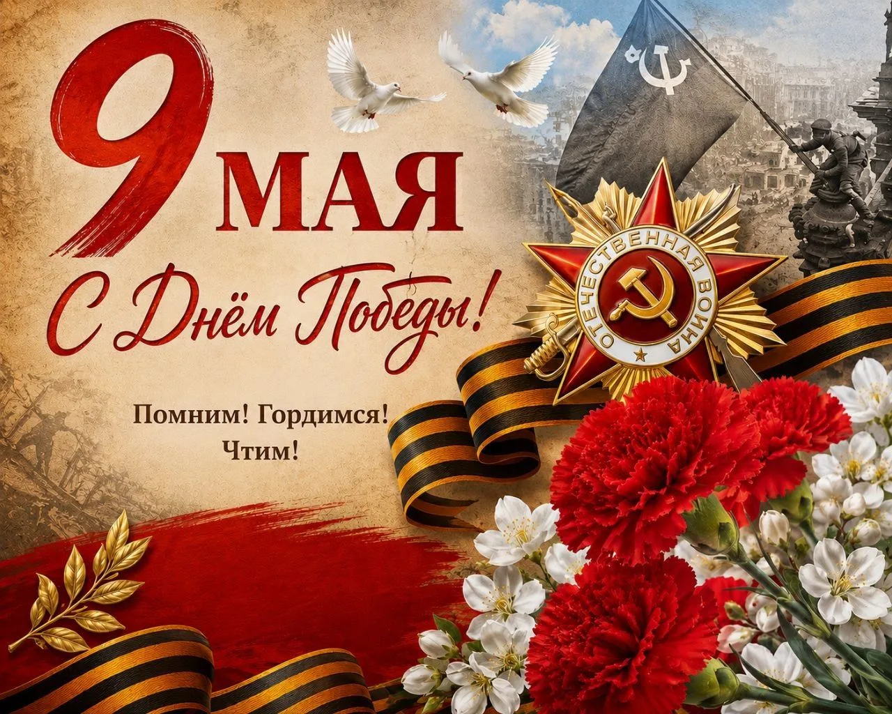 Поздравляем всех с Великим Праздником Днём Победы!!!🎗
